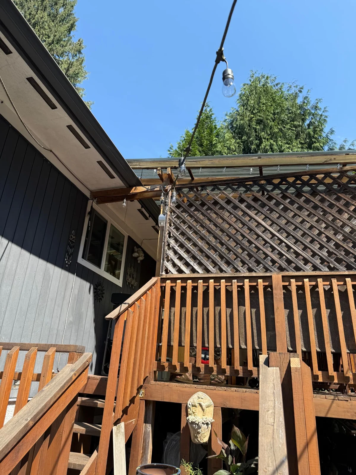 Before — damaged and incomplete deck cover requiring repair.